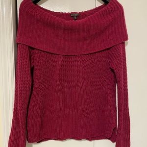 Express Off Shoulder Cowl Neck Burgundy Sweater, Small | casual, sexy, open knit